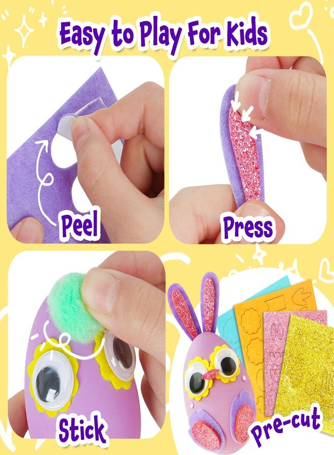 CZTCDP 6 Pcs Plastic Easter Egg Set - Pom Poms, Felt Egg Decorations DIY Craft Hunts Activity Kits, Christmas Easter Art Activity Gifts for Home-School Kids, Both Boys and Girls Age 2-6 - Image 4
